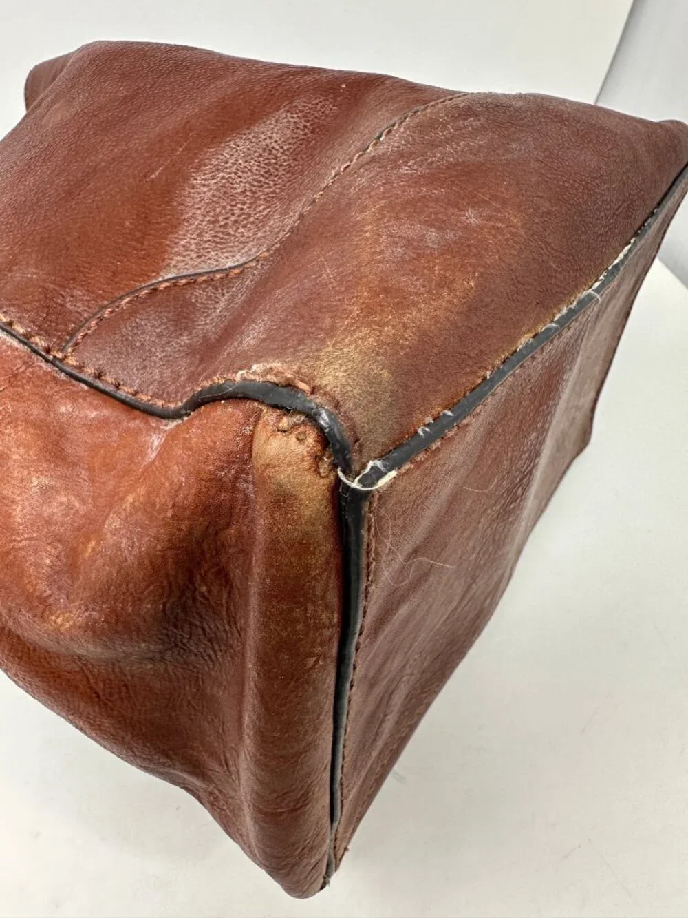 FRYE Leather Hobo Shoulder Bag Cognac Brown Slouchy Purse *Project Repair Bag*